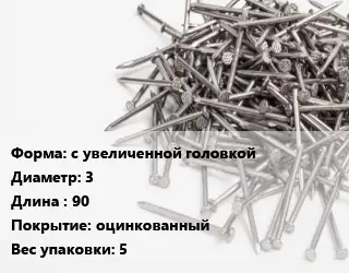 Гвоздь с увеличенной головкой 3х90 оцинкованный 5